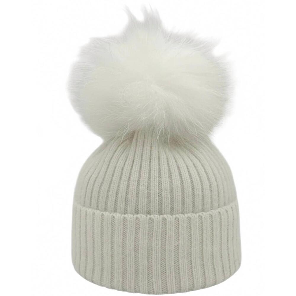 NEW LINDA RICHARDS women's angora hat with pom in white
